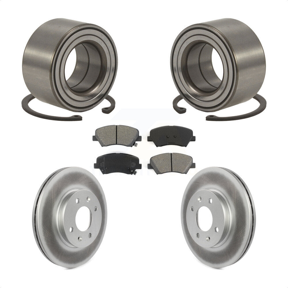 Wheel Bearing Coated Disc Brake Rotor Pad Front Kit For 2012-2017 Hyundai Accent