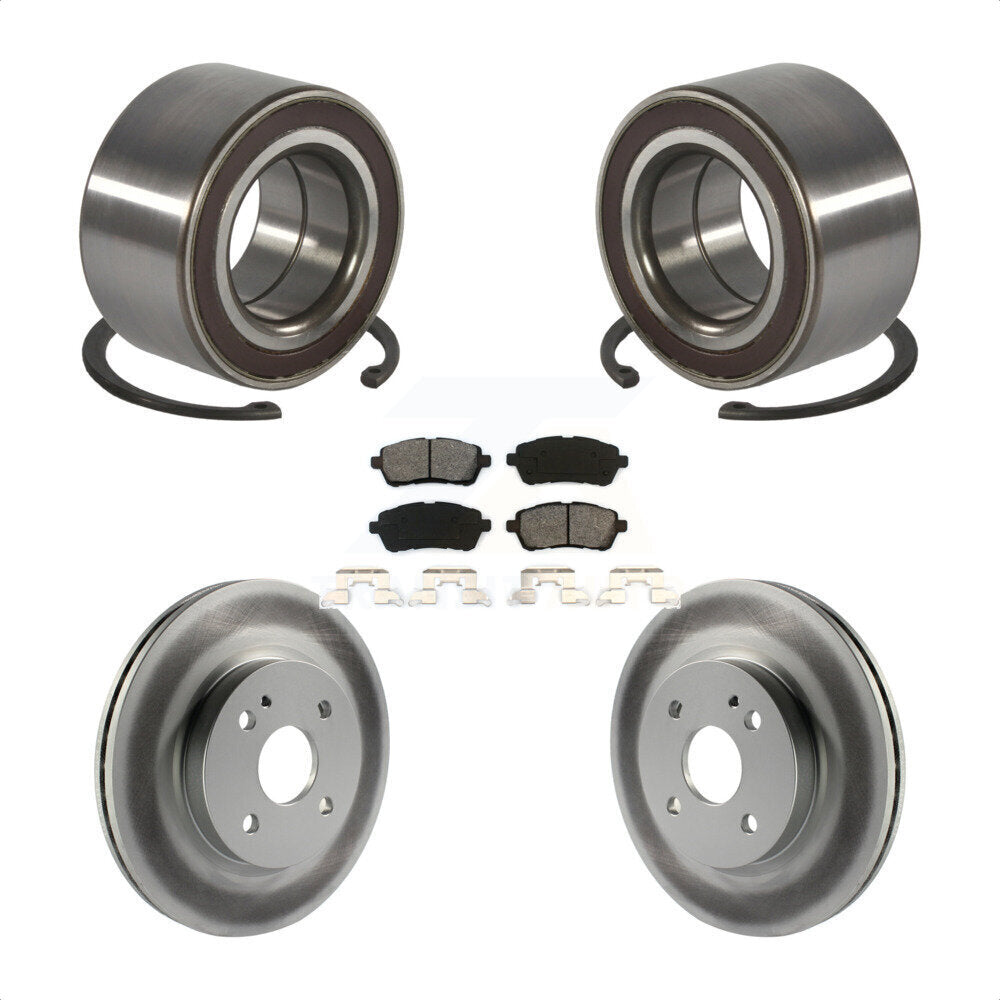 Wheel Bearing Coated Disc Brake Rotors And Pads Front Kit For 2011-2014 Mazda 2