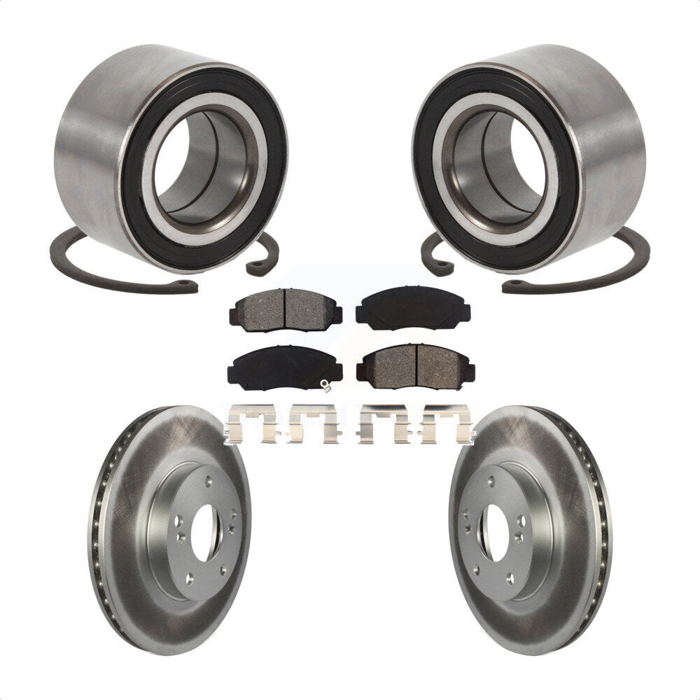 Wheel Bearing Coated Disc Brake Rotor & Pad Front Kit For Honda Accord Acura CSX