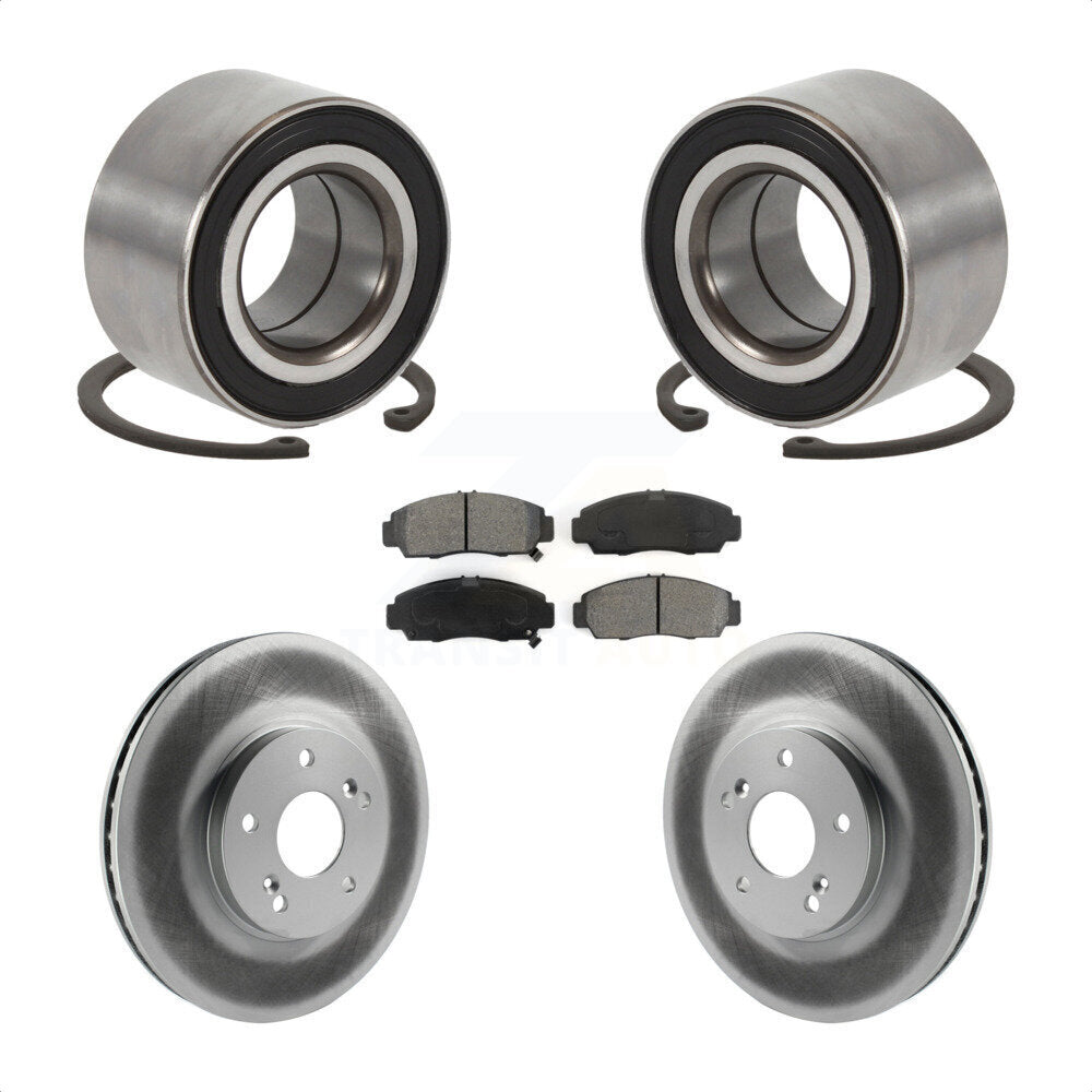 Wheel Bearing Coated Brake Rotor And Pad Front Kit For Honda Accord Acura TSX TL