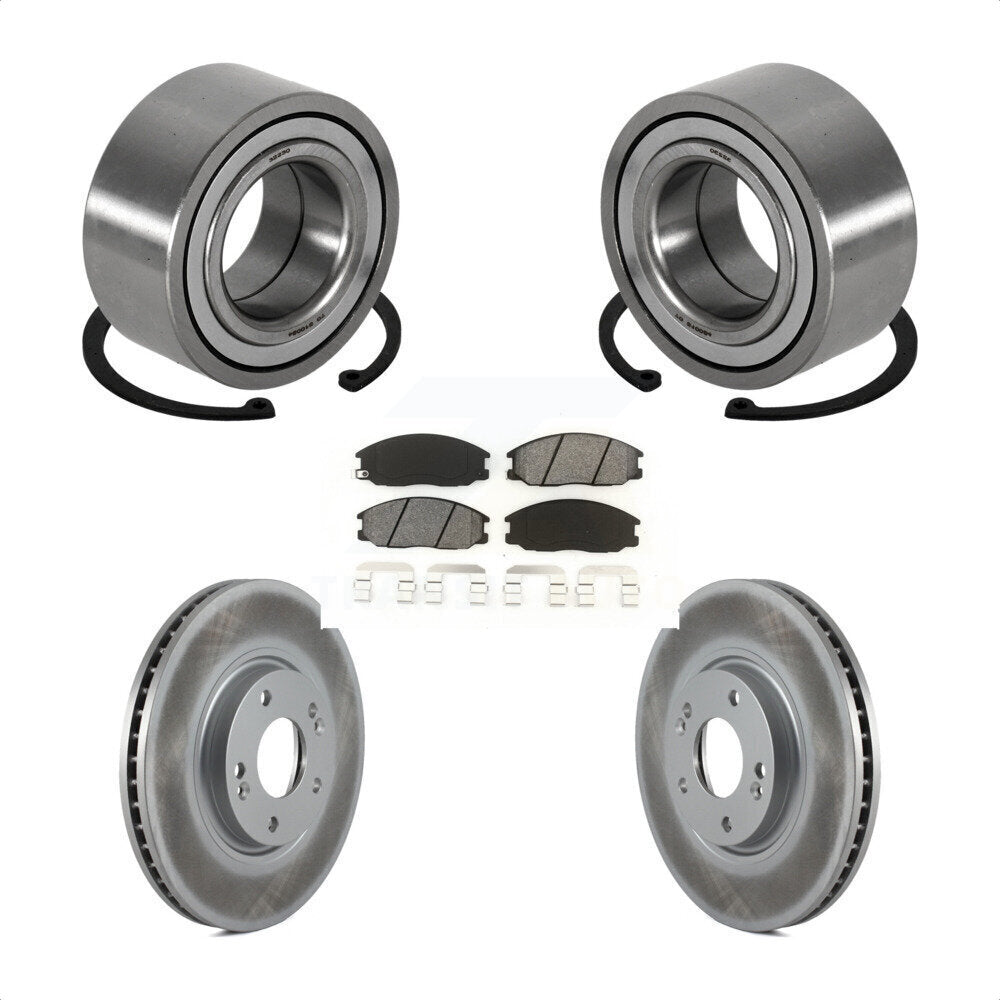 Wheel Bearing Coated Disc Brake Rotor And Pad Front Kit For 2004-2006 Kia Amanti