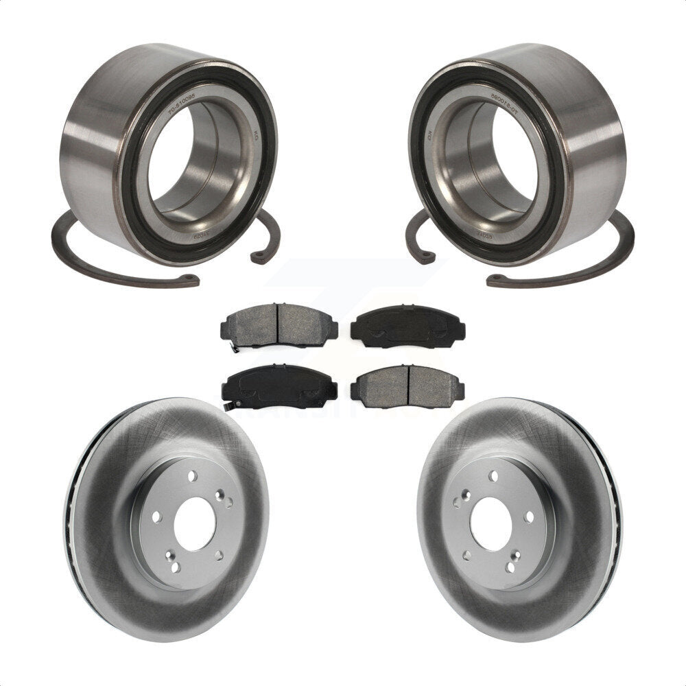 Wheel Bearing Coated Disc Brake Rotor & Pad Front Kit For Honda Accord Acura TSX