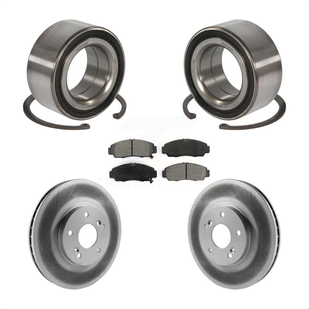 Wheel Bearing Coated Disc Brake Rotor & Pad Front Kit For Honda Accord Acura TSX