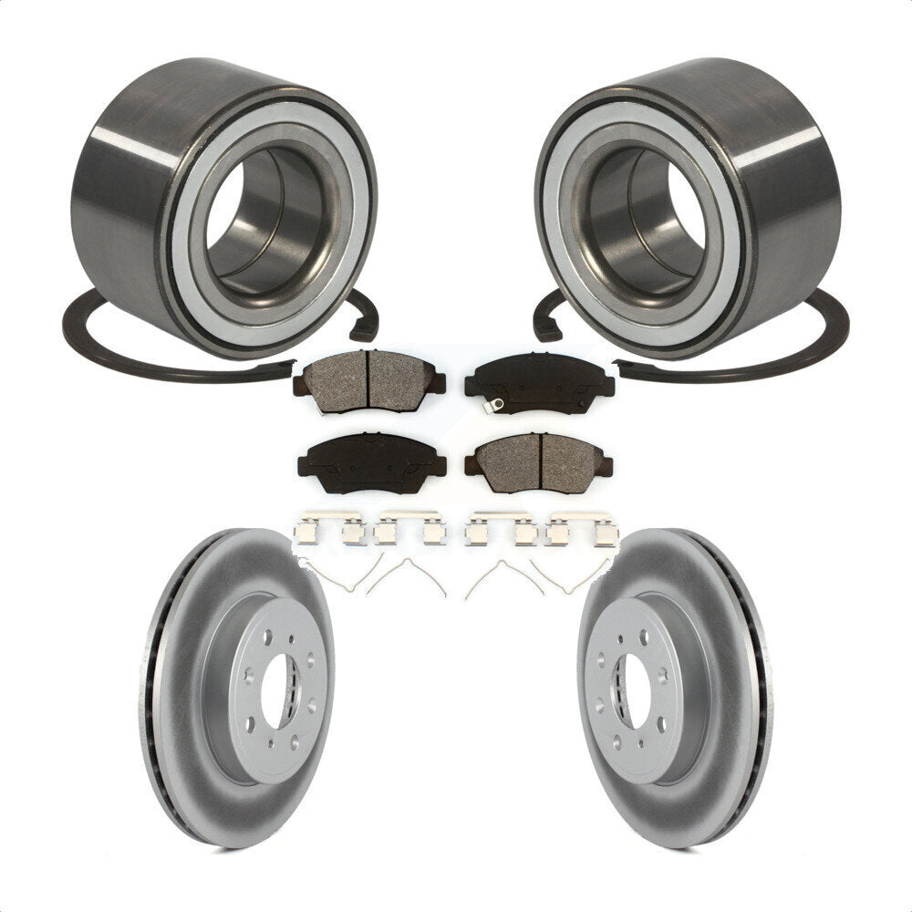 Wheel Bearing Coated Disc Brake Rotor And Pads Front Kit For 2015-2020 Honda Fit