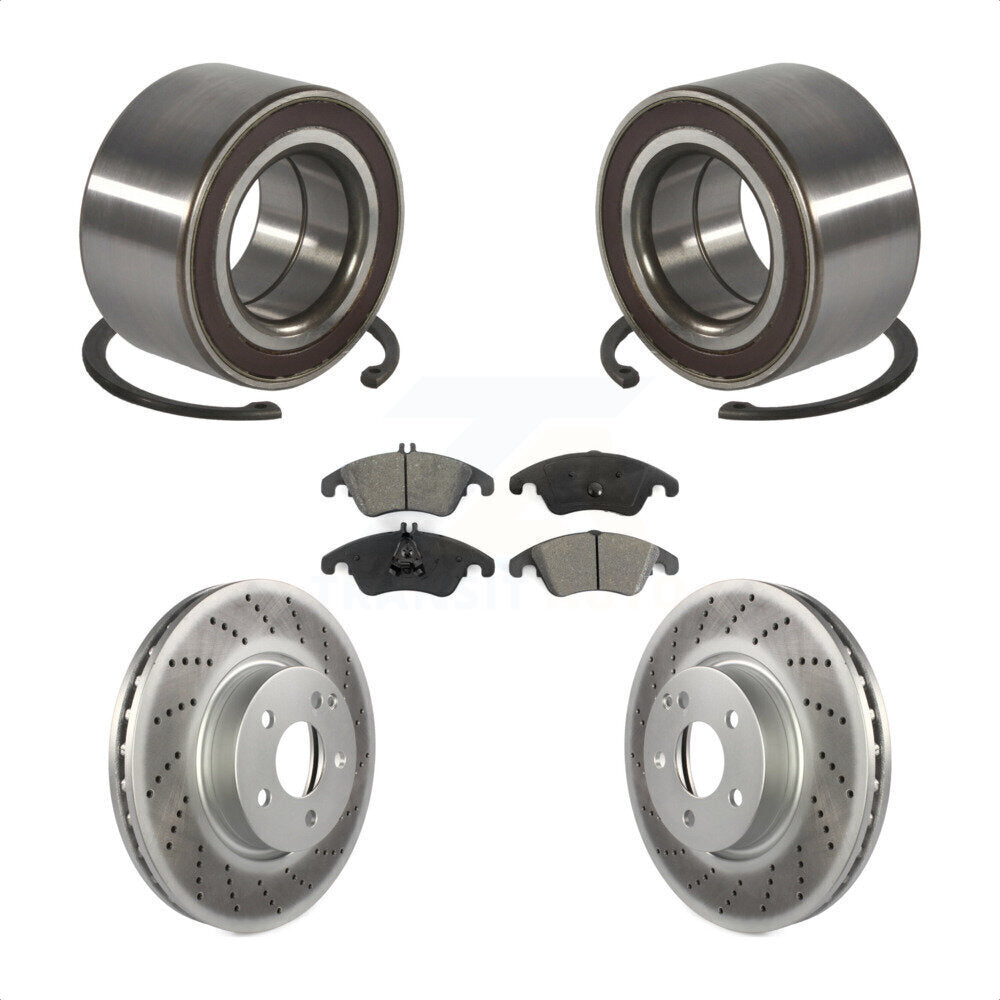 Wheel Bearing Coated Brake Rotor Pads Front Kit For Mercedes-Benz C300 E350 C350