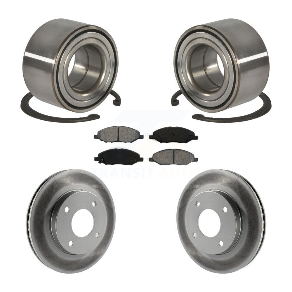 Wheel Bearing Coated Brake Rotor & Pad Front Kit For 2010-2011 Nissan Versa 1.6L