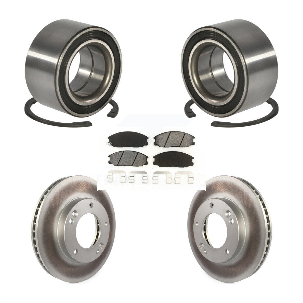 Wheel Bearing Coated Disc Brake Rotor & Pads Front Kit For 2003-2006 Kia Sorento