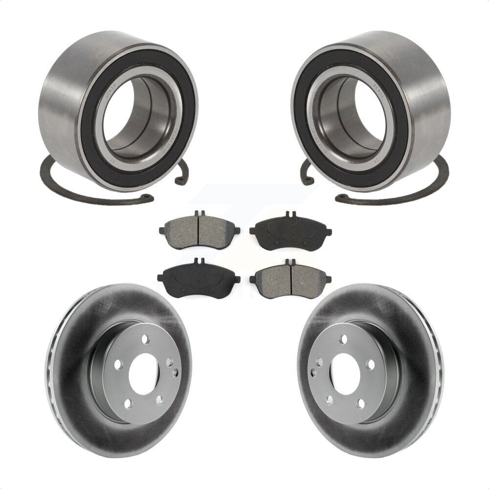 Wheel Bearing Coated Disc Brake Rotor & Pad Front Kit For Mercedes-Benz C250 AWD