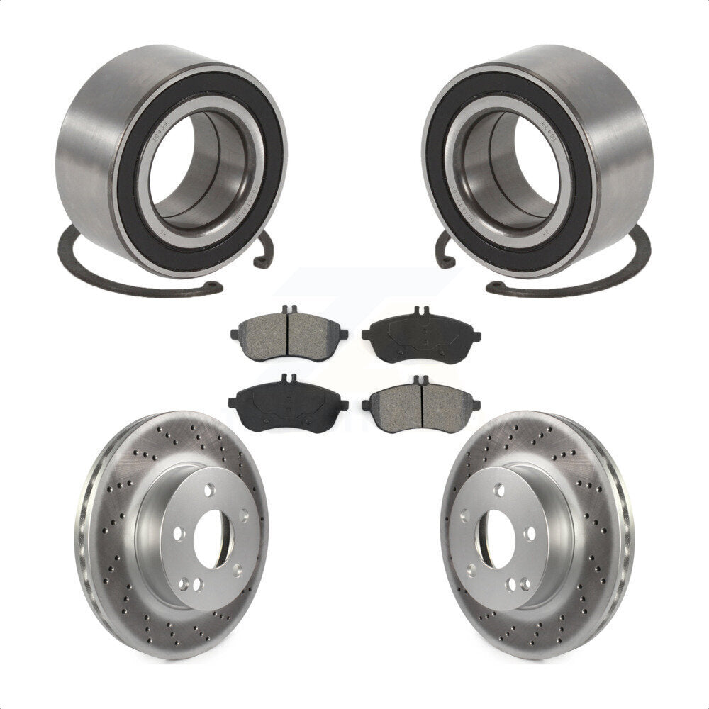 Wheel Bearing Coated Disc Brake Rotor & Pad Front Kit For Mercedes-Benz C250 AWD