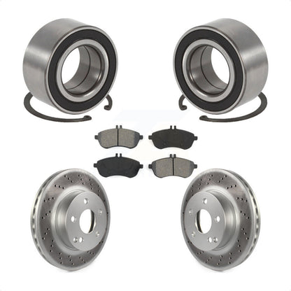 Wheel Bearing Coated Disc Brake Rotor & Pad Front Kit For Mercedes-Benz C250 AWD