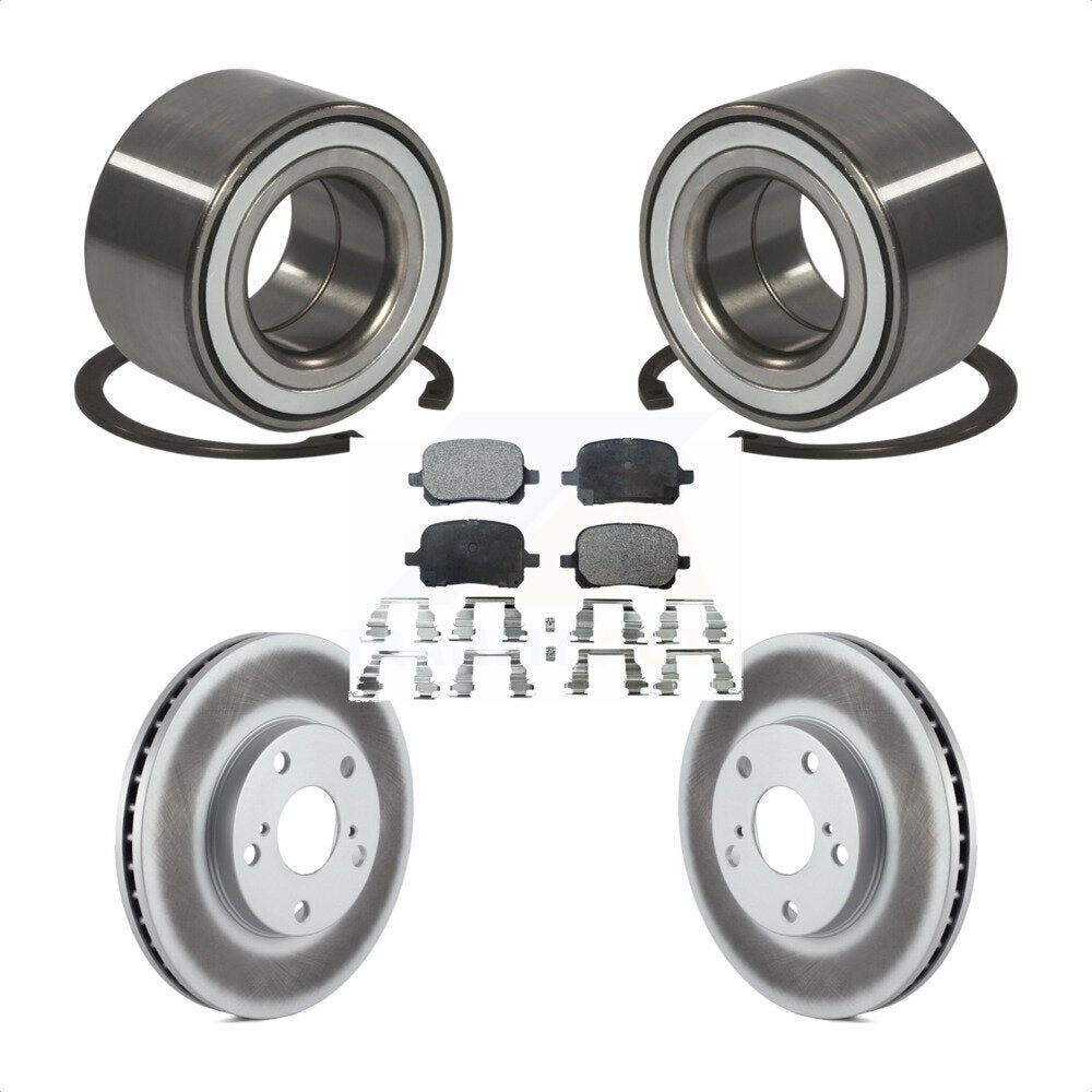 Wheel Bearing Coated Brake Rotor & Pads Front Kit For Toyota Camry Solara Avalon
