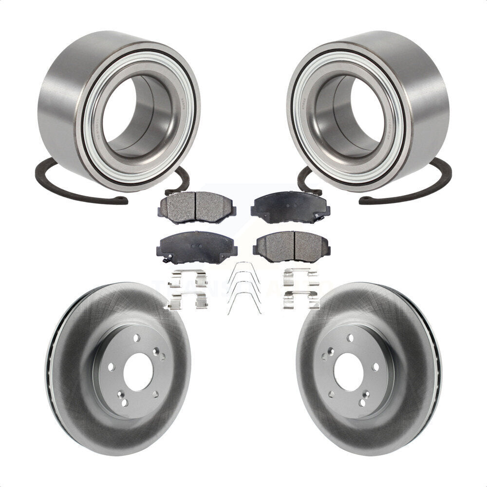Wheel Bearing Coated Disc Brake Rotor & Pads Front Kit For 2003-2004 Honda Pilot