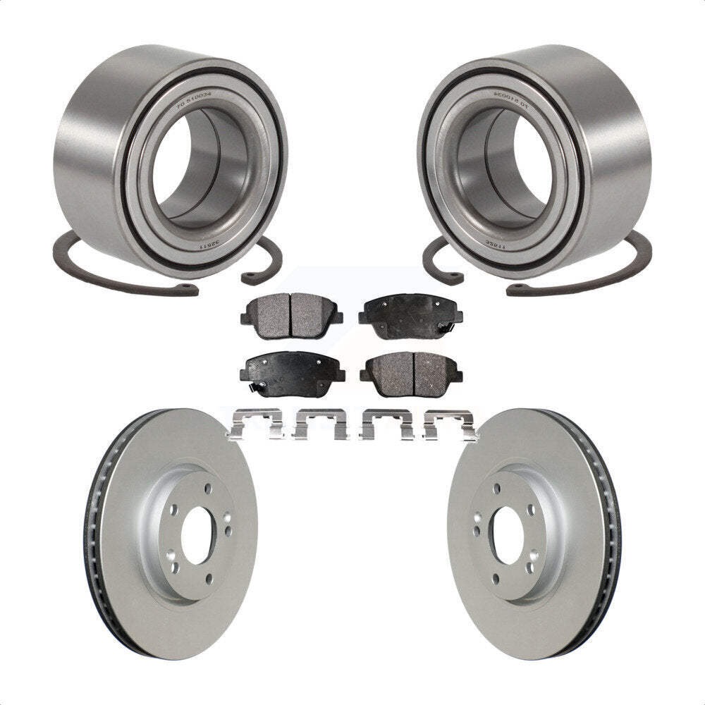 Wheel Bearing Coated Brake Rotor And Pad Front Kit For Hyundai Sonata Kia Optima