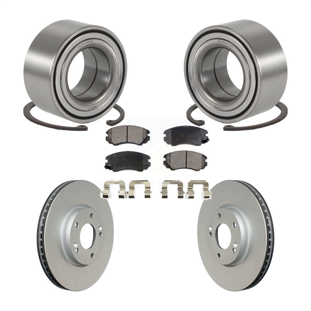 Wheel Bearing Coated Brake Rotor Pad Front Kit For 2006-2010 Hyundai Sonata 3.3L