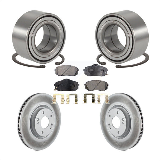 Wheel Bearing Coated Brake Rotor & Pads Front Kit For Hyundai Tucson Kia Cadenza