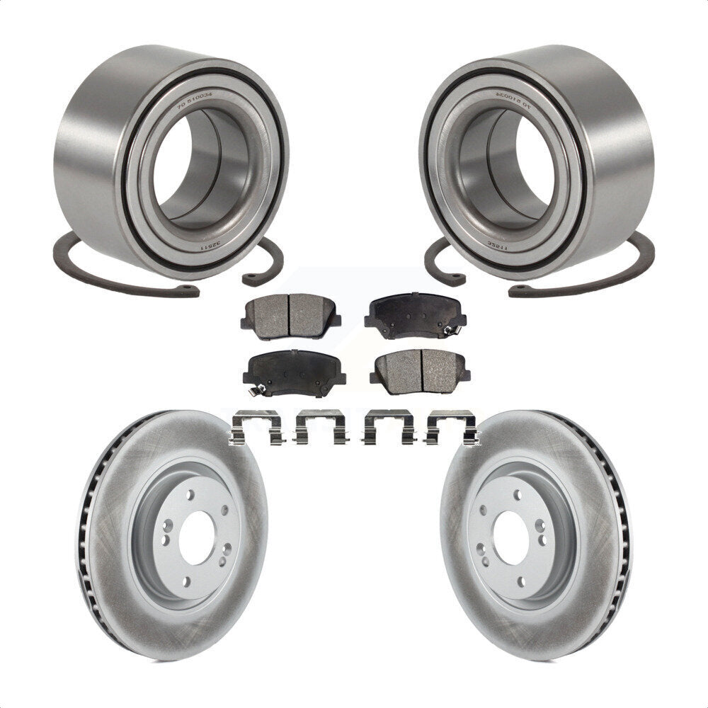 Wheel Bearing Coated Disc Brake Rotor Pads Front Kit For 2012-2017 Hyundai Azera