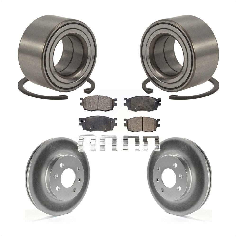 Wheel Bearing Coated Brake Rotor & Pad Front Kit For Hyundai Accent Kia Rio Rio5
