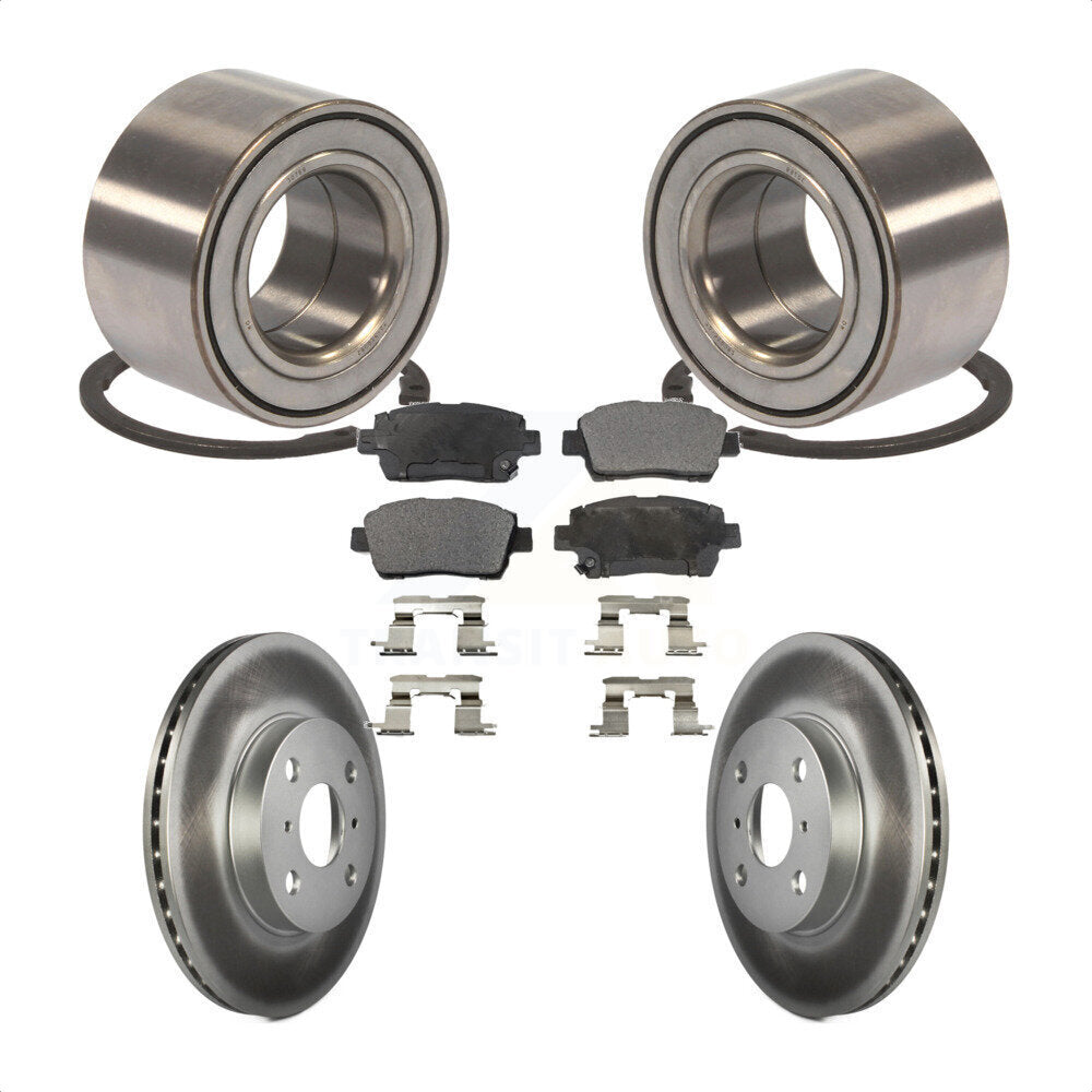 Wheel Bearing Coated Disc Brake Rotor & Pads Front Kit For 2001-2005 Toyota Echo