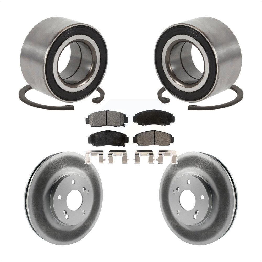 Wheel Bearing Coated Brake Rotor And Pad Front Kit For Honda Accord Acura TSX TL
