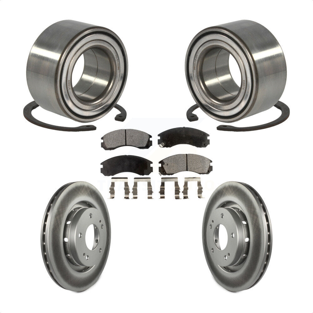 Wheel Bearing Coated Brake Rotor And Pad Front Kit For Mitsubishi Outlander PHEV