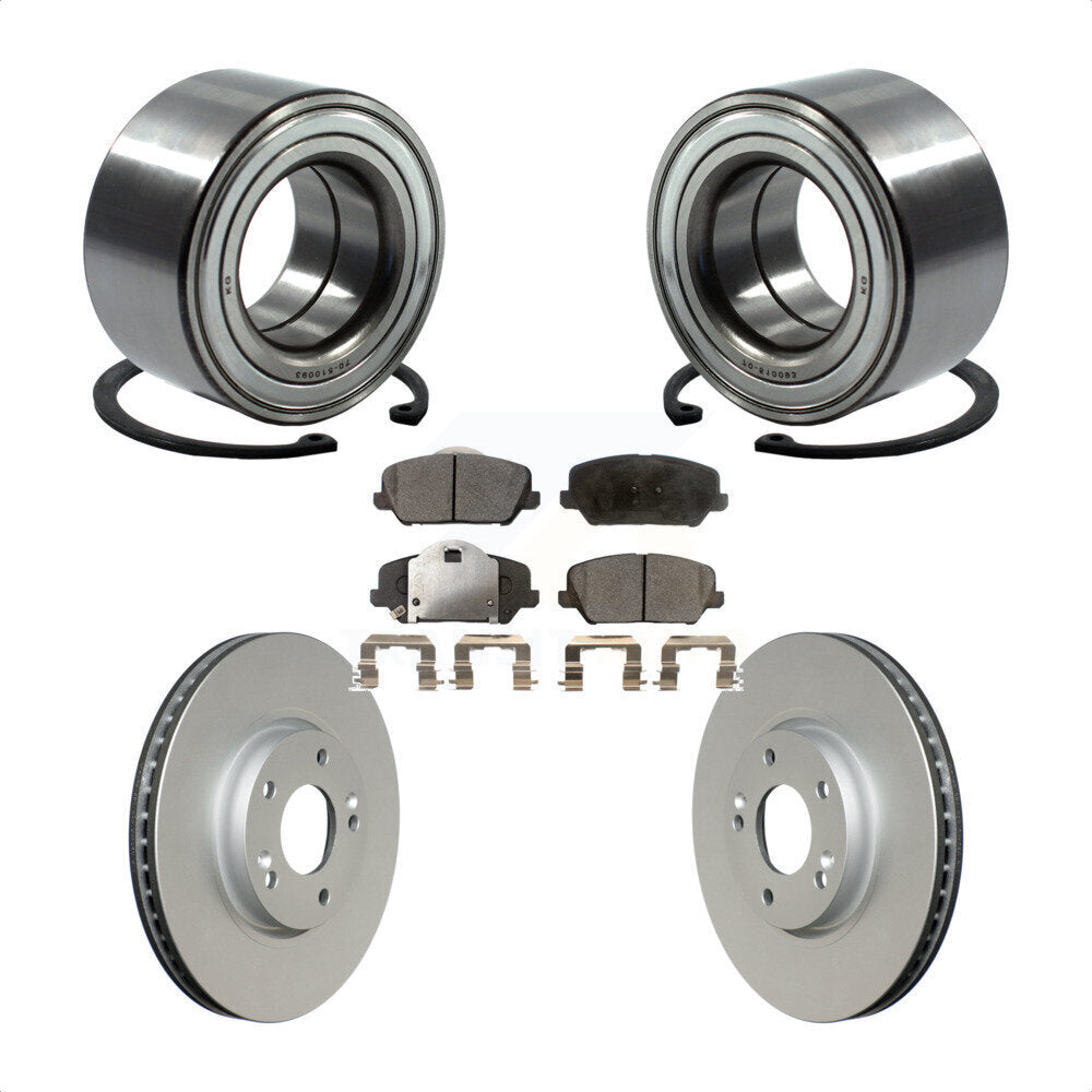 Wheel Bearing Coated Disc Brake Rotor & Pads Front Kit For Kia Forte Forte5 Koup