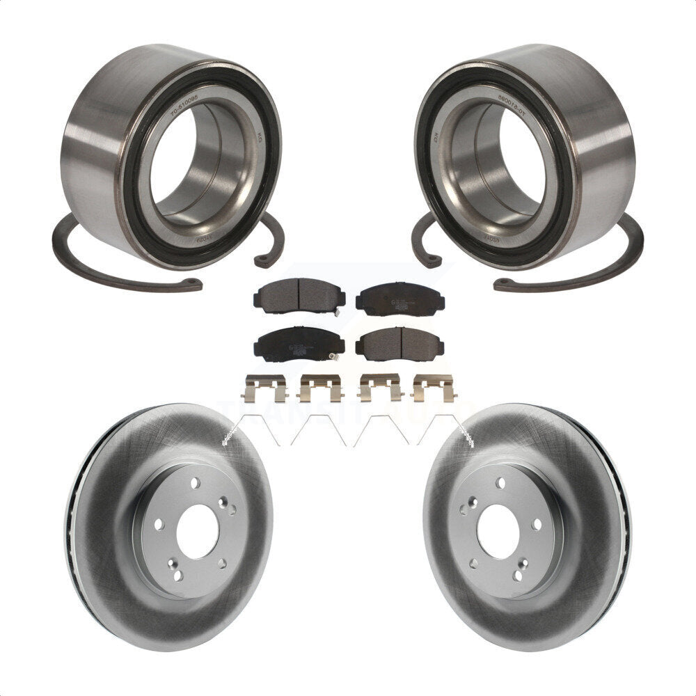 Wheel Bearing Coated Disc Brake Rotor & Pad Front Kit For Honda Accord Acura TSX