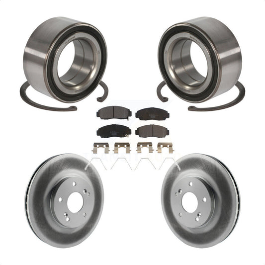 Wheel Bearing Coated Disc Brake Rotor & Pad Front Kit For Honda Accord Acura TSX