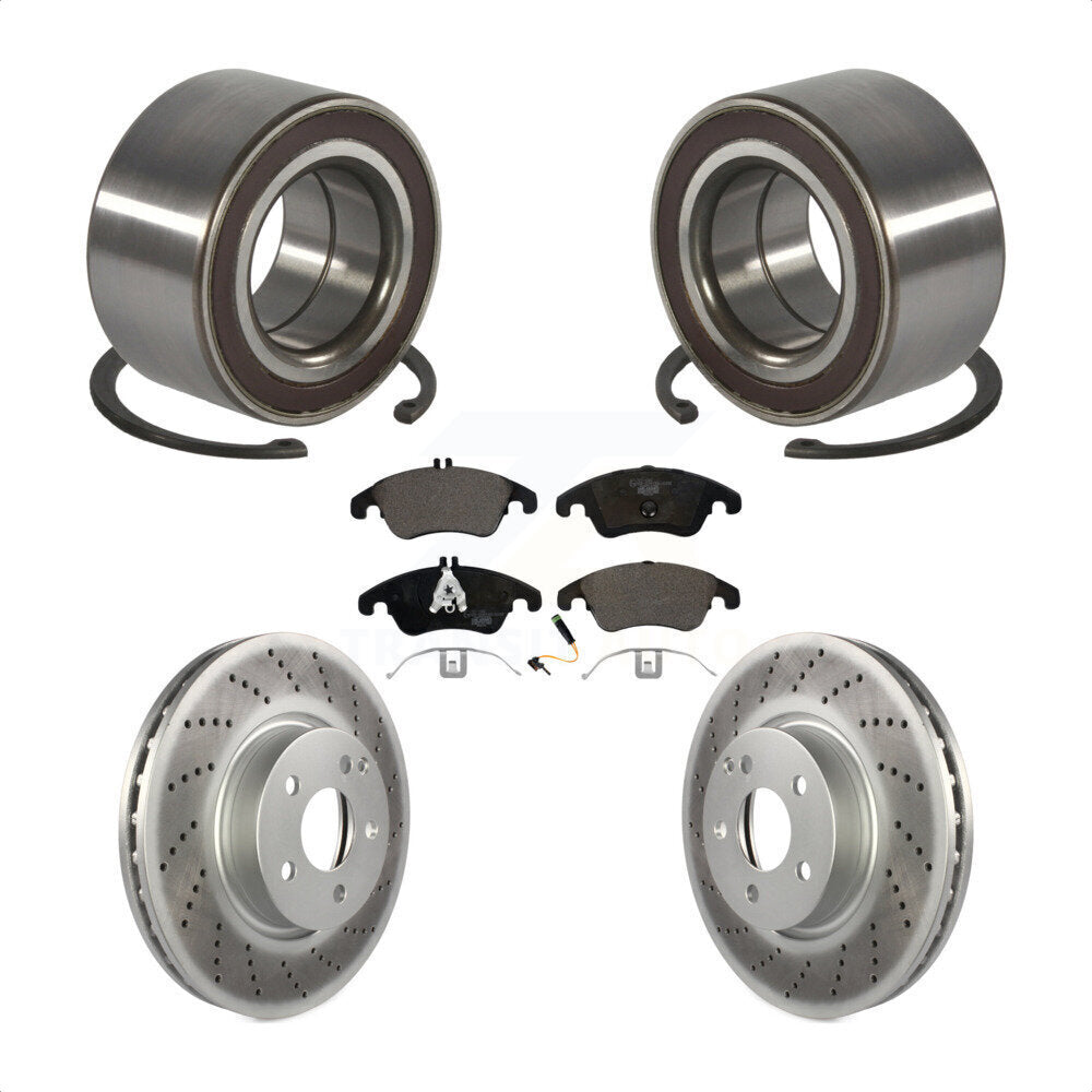 Wheel Bearing Coated Brake Rotor Pads Front Kit For Mercedes-Benz C300 E350 C350