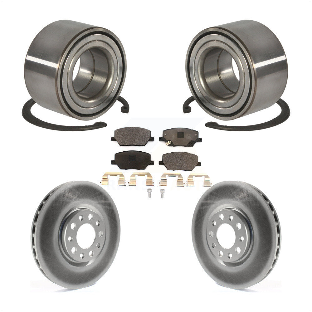 Wheel Bearing Coated Disc Brake Rotor And Pads Front Kit For 2016-2018 Fiat 500X