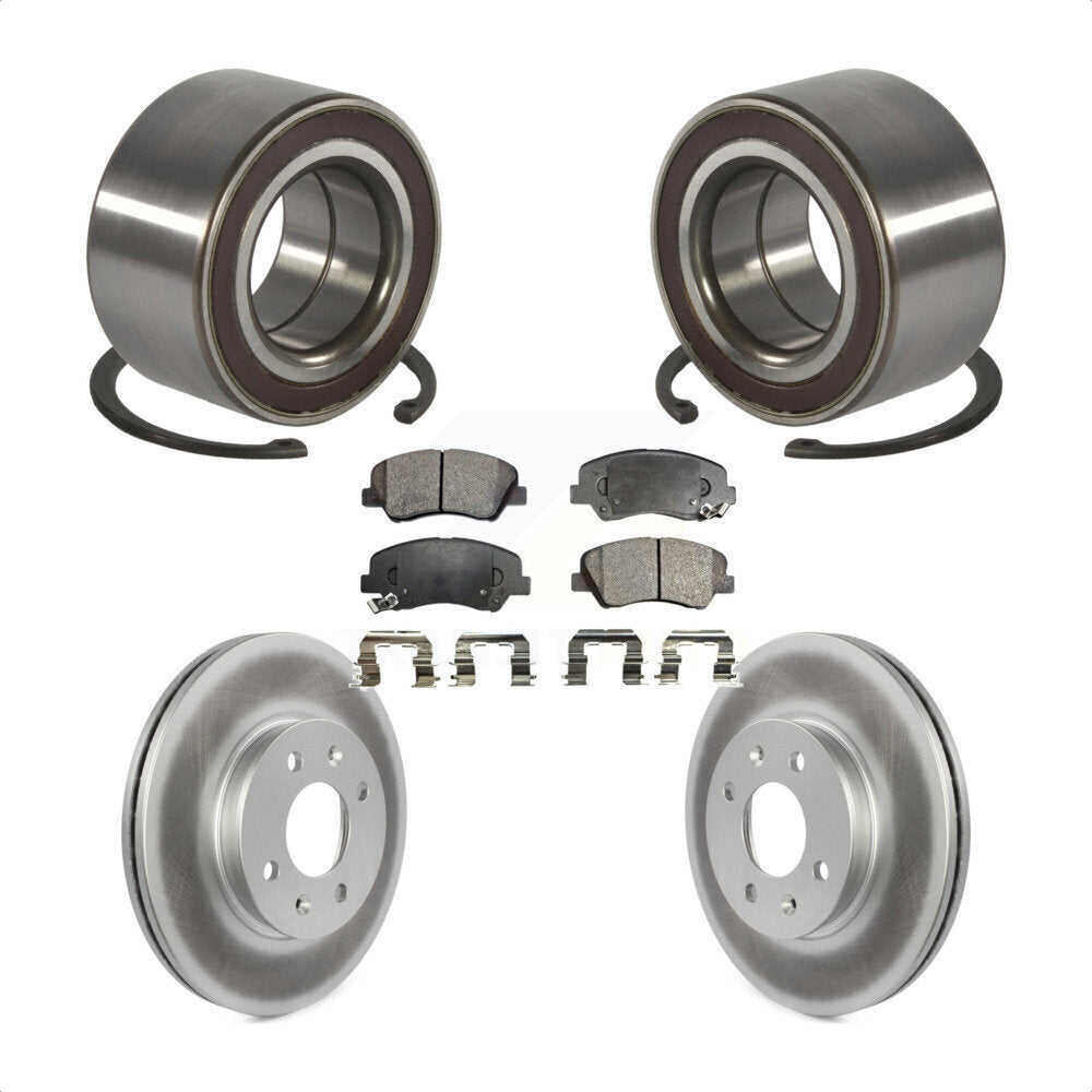 Wheel Bearing Coated Disc Brake Rotors And Ceramic Pads Front Kit For Kia Rio