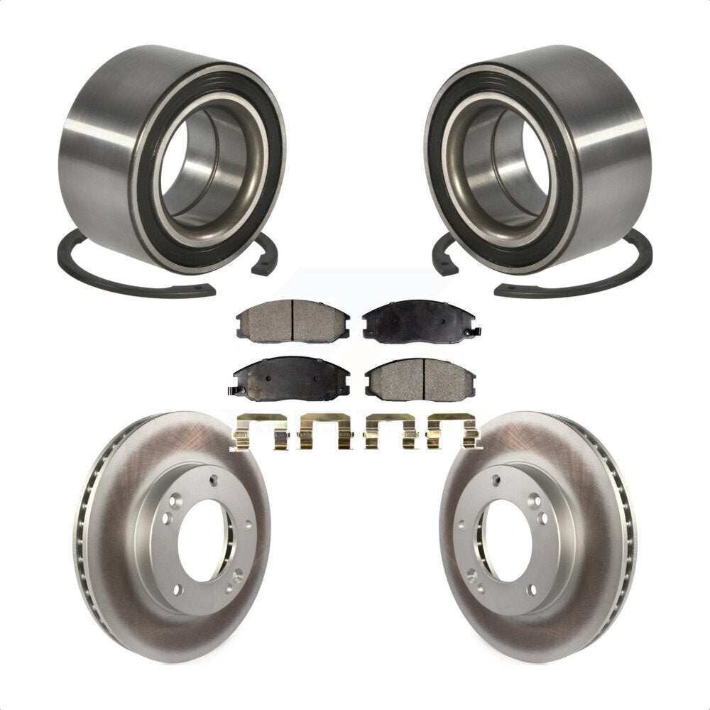 Wheel Bearing Coated Disc Brake Rotor & Pads Front Kit For 2003-2006 Kia Sorento