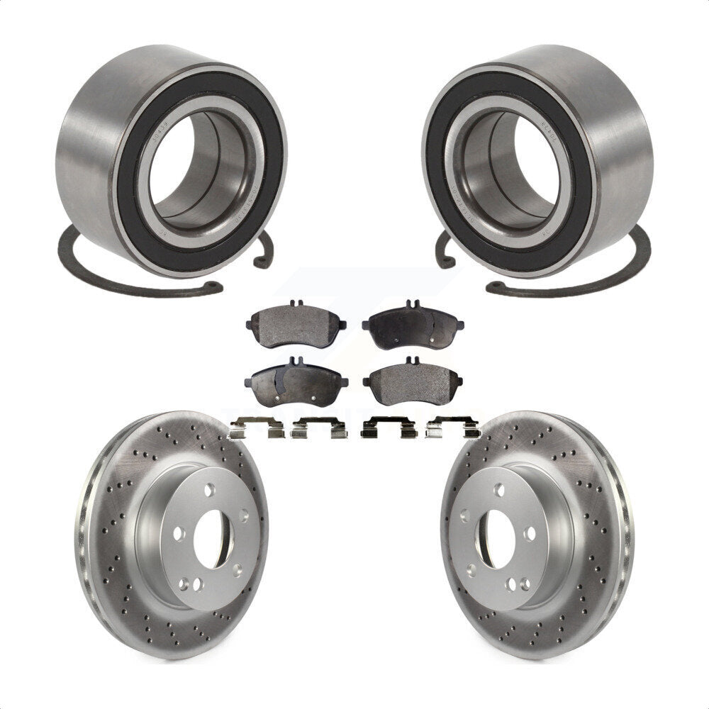 Wheel Bearing Coated Disc Brake Rotor & Pad Front Kit For Mercedes-Benz C250 AWD