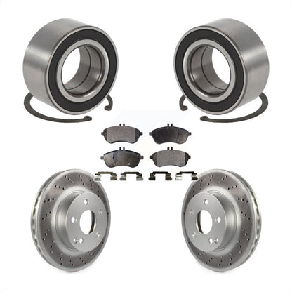 Wheel Bearing Coated Disc Brake Rotor & Pad Front Kit For Mercedes-Benz C250 AWD