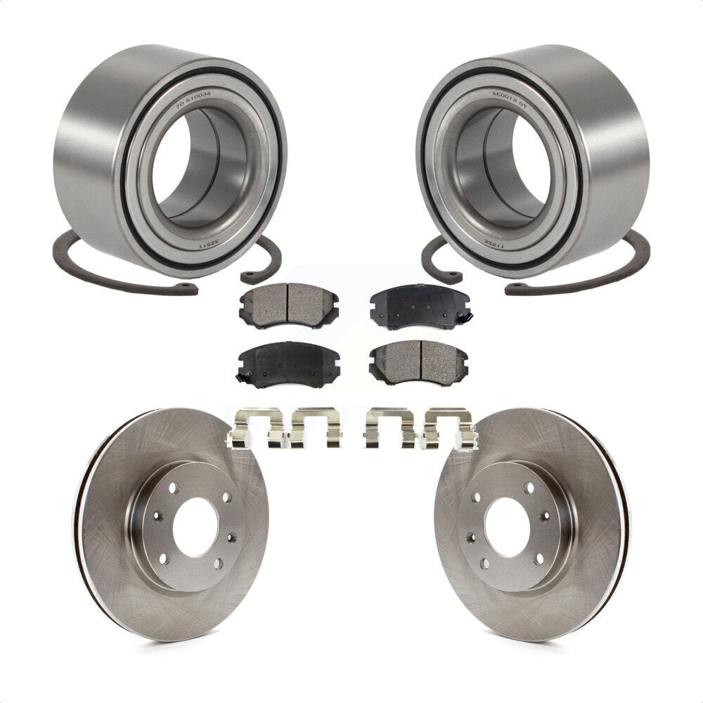 Wheel Bearing Brake Rotor & Pad Front Kit For Hyundai Sonata Kia Optima Magentis