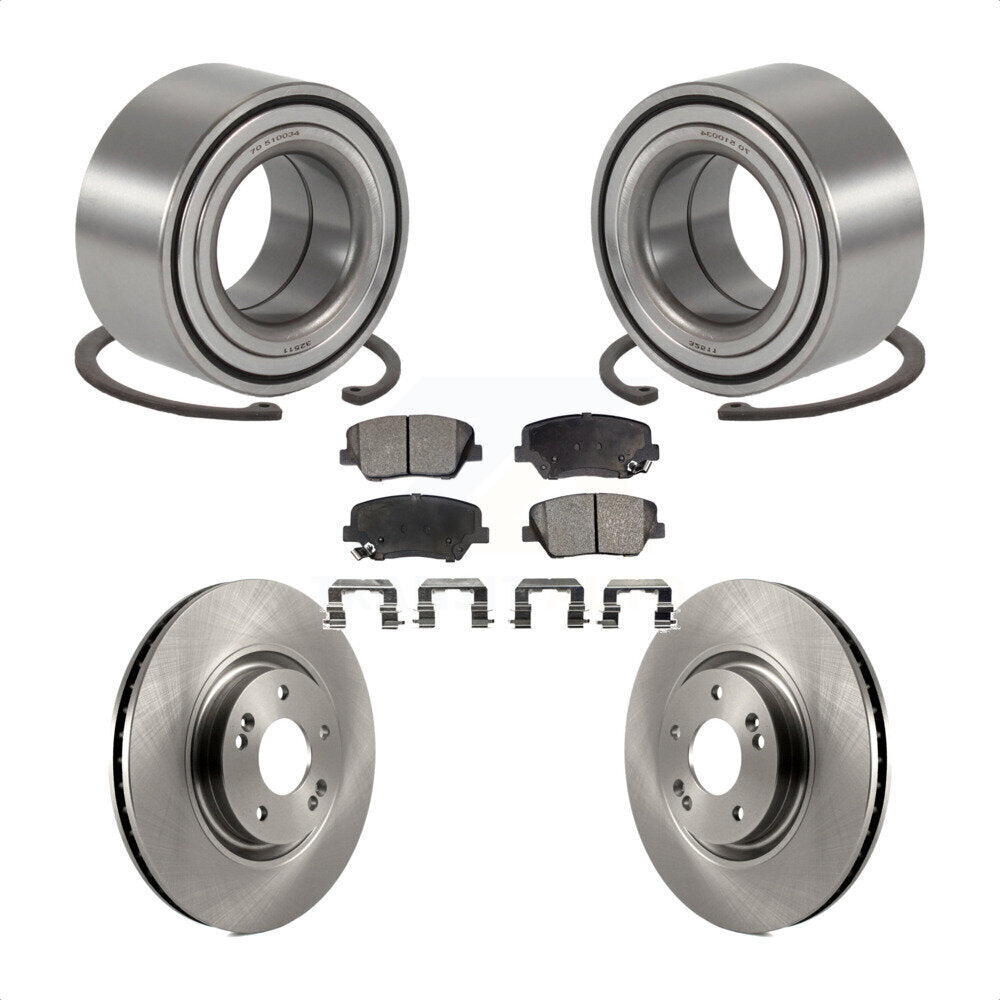 Wheel Bearing Disc Brake Rotors And Pads Front Kit For 2012-2017 Hyundai Azera