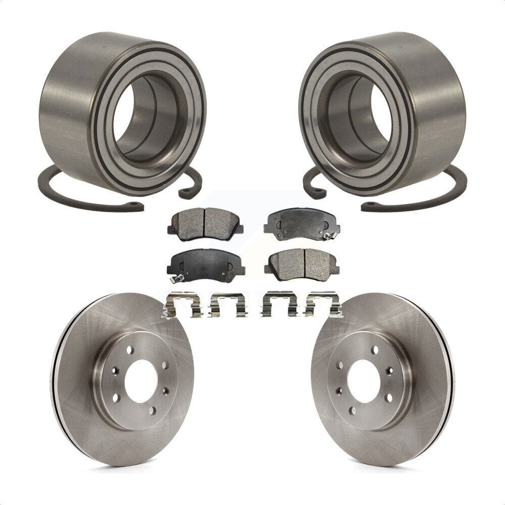Wheel Bearing Disc Brake Rotors And Pads Front Kit For 2012-2017 Hyundai Accent