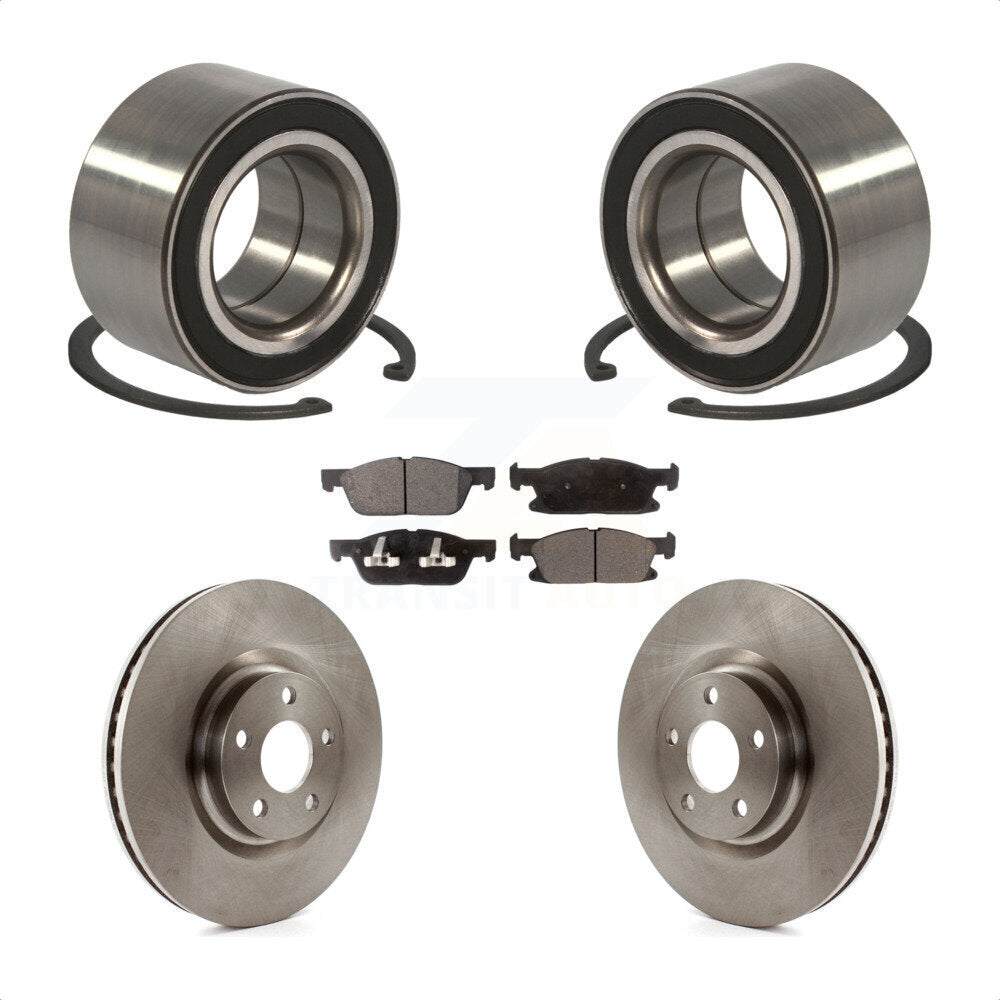 Wheel Bearing Disc Brake Rotors And Semi-Metallic Pads Front Kit For Ford Edge