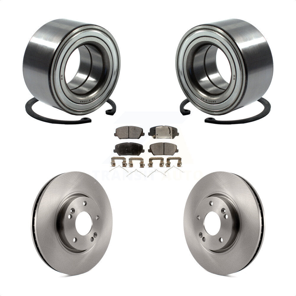 Wheel Bearing Brake Rotor & Pads Front Kit For Kia Forte Forte5 Hyundai Veloster