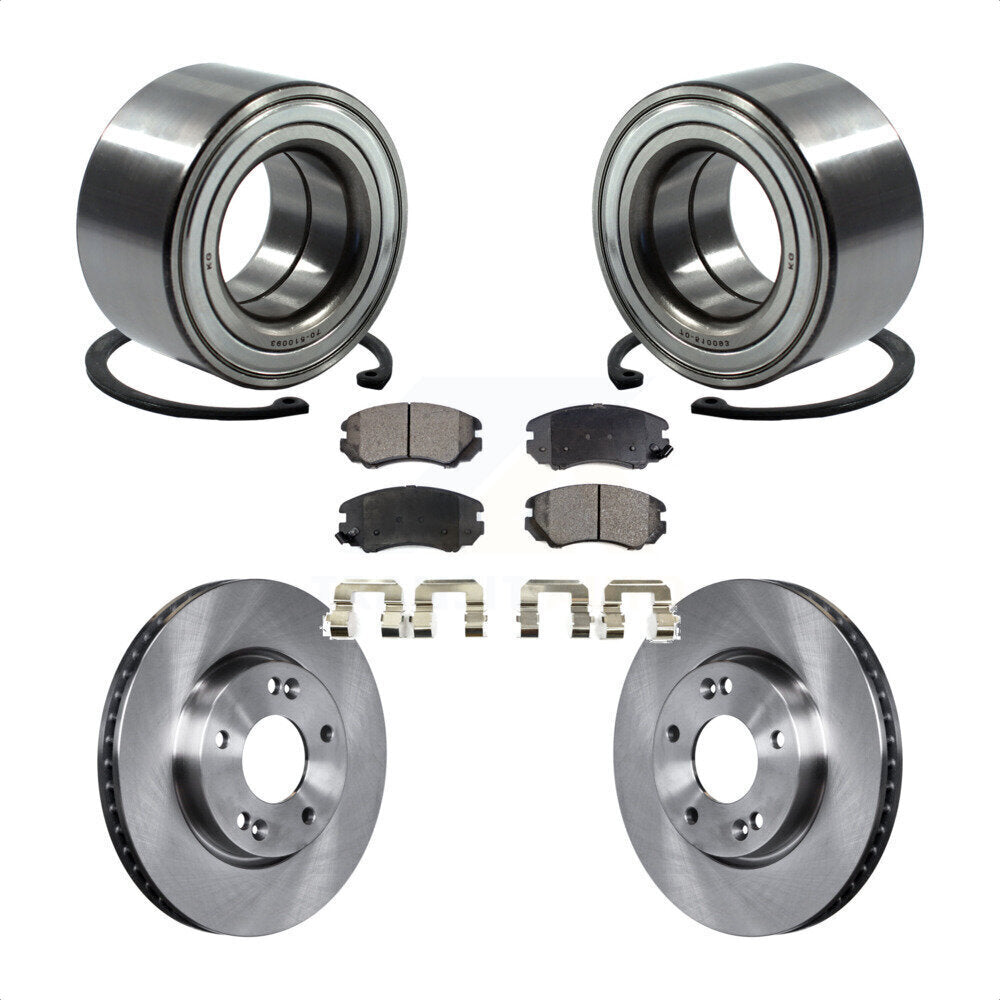 Wheel Bearing Disc Brake Rotors And Pads Front Kit For 2010-2011 Kia Soul 2.0L