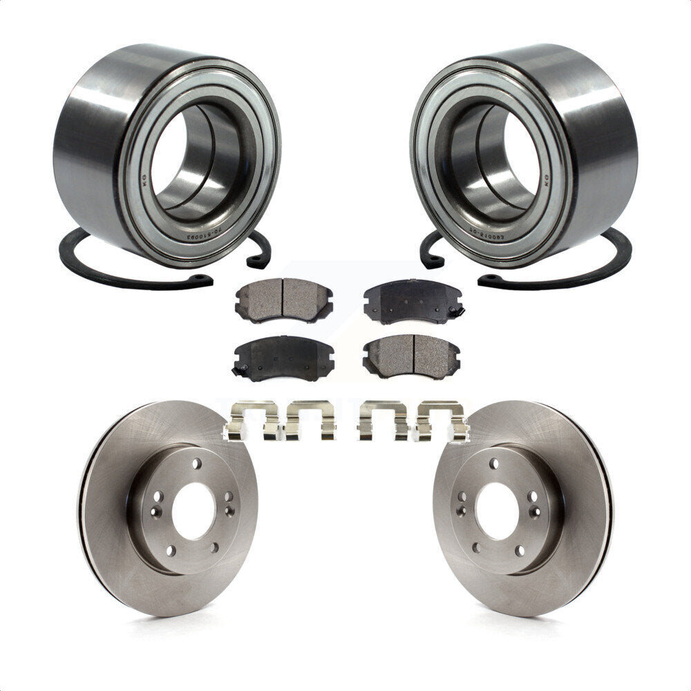 Wheel Bearing Disc Brake Rotors And Pads Front Kit For 2010-2011 Kia Soul 1.6L