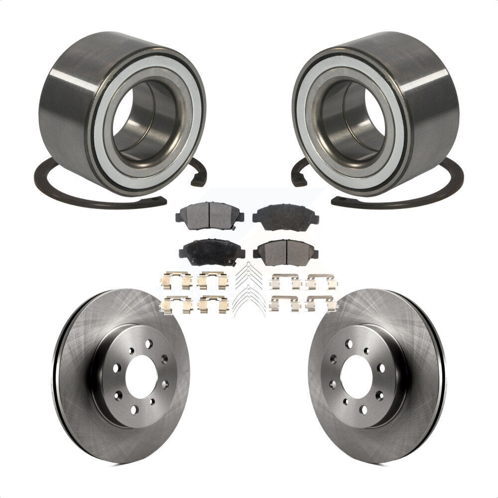 Wheel Bearing Disc Brake Rotors And Semi-Metallic Pads Front Kit For Honda Fit