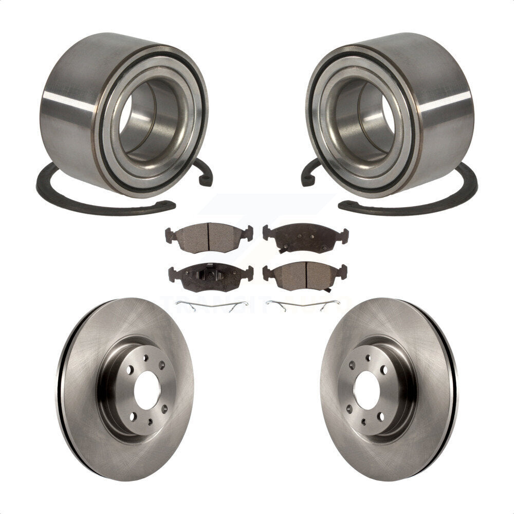 Wheel Bearing Disc Brake Rotors And Semi-Metallic Pads Front Kit For Fiat 500
