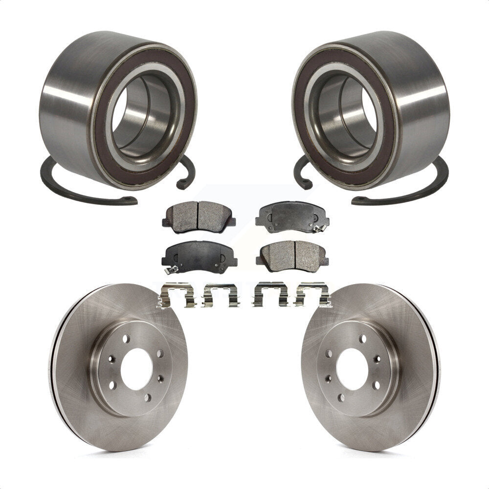 Wheel Bearing Disc Brake Rotors And Semi-Metallic Pads Front Kit For Kia Rio