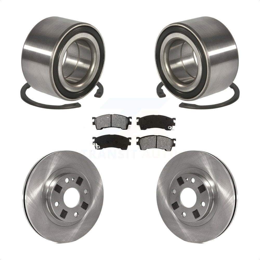 Wheel Bearing Disc Brake Rotor & Pads Front Kit For 1999-2000 Mazda Protege 1.8L