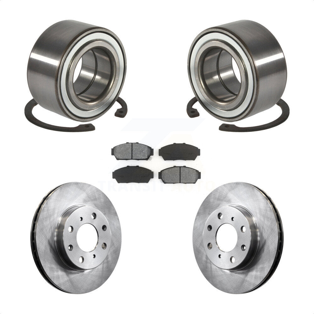 Wheel Bearing Brake Rotor & Pads Front Kit For Honda Civic EX with Sedan Non-ABS