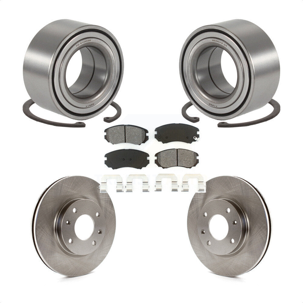Wheel Bearing Brake Rotor & Pad Front Kit For Hyundai Sonata Kia Optima Magentis