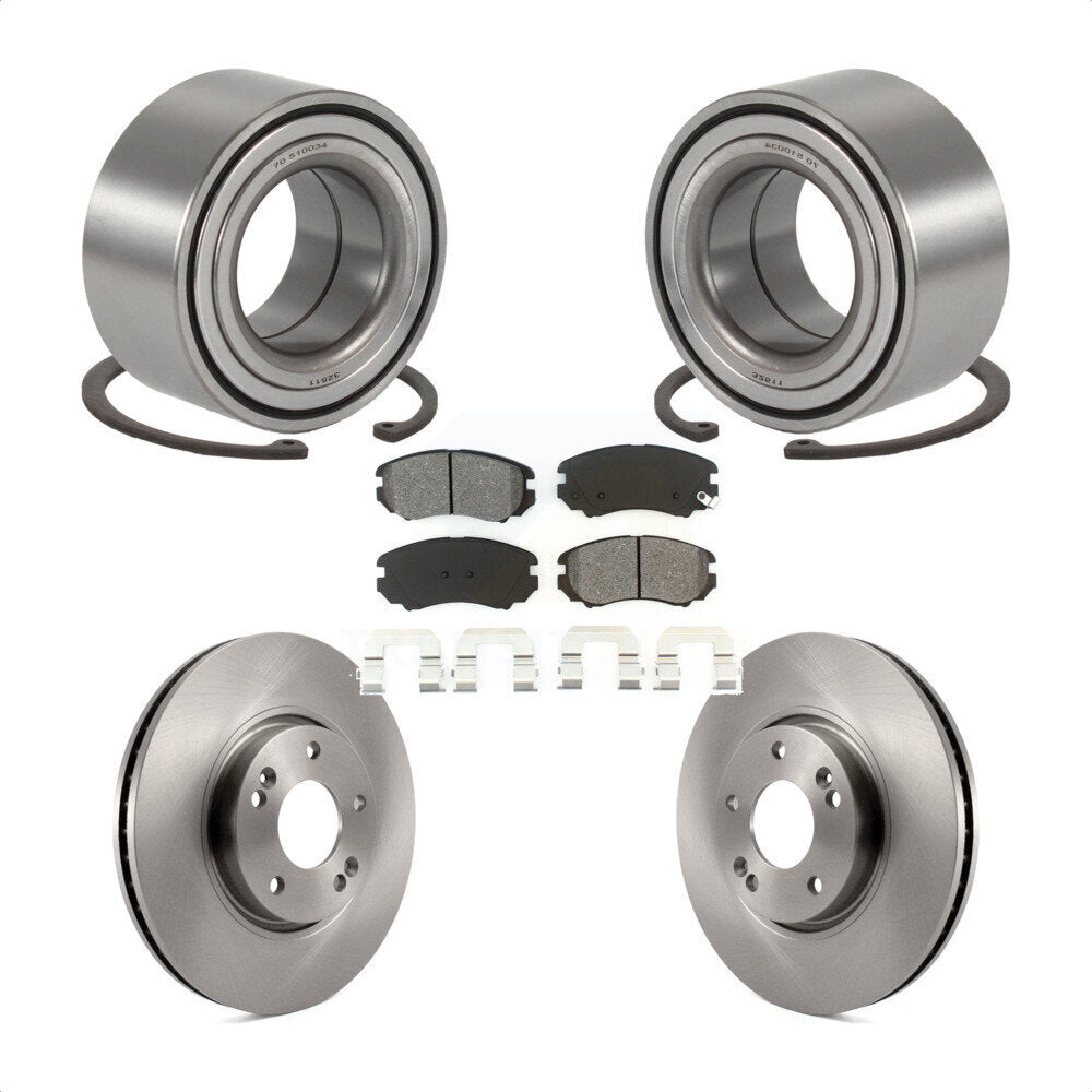 Wheel Bearing Disc Brake Rotor & Pad Front Kit For 2006-2010 Hyundai Sonata 3.3L
