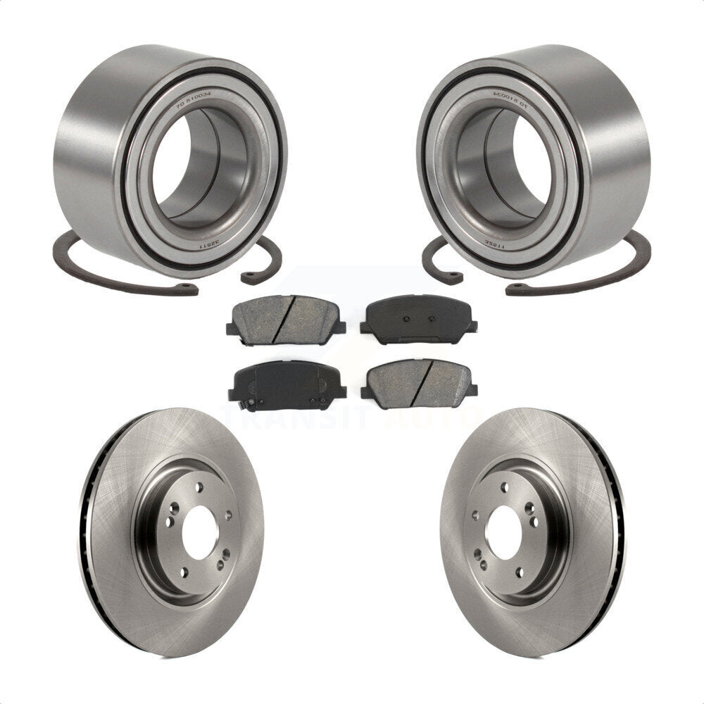 Wheel Bearing Disc Brake Rotors And Pads Front Kit For 2011-2015 Kia Optima 2.0L
