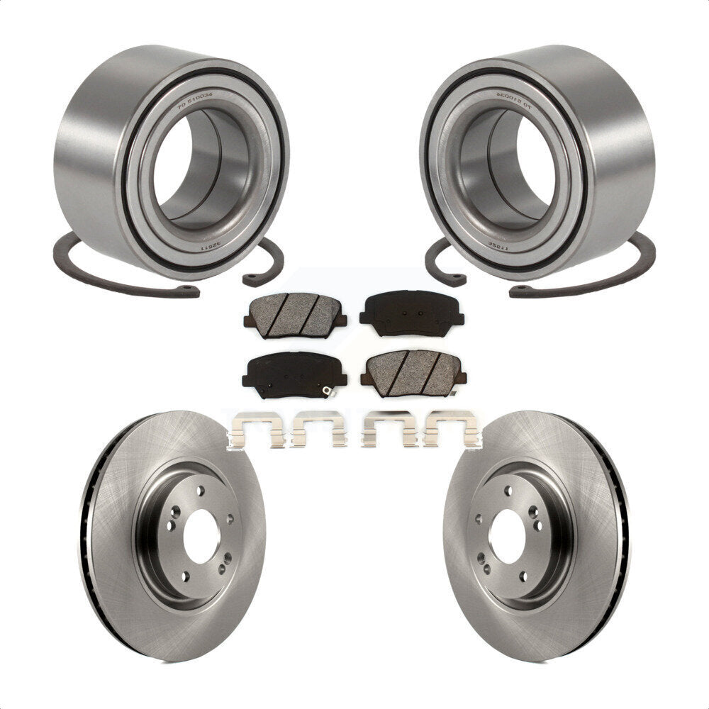 Wheel Bearing Disc Brake Rotors And Pads Front Kit For 2012-2017 Hyundai Azera