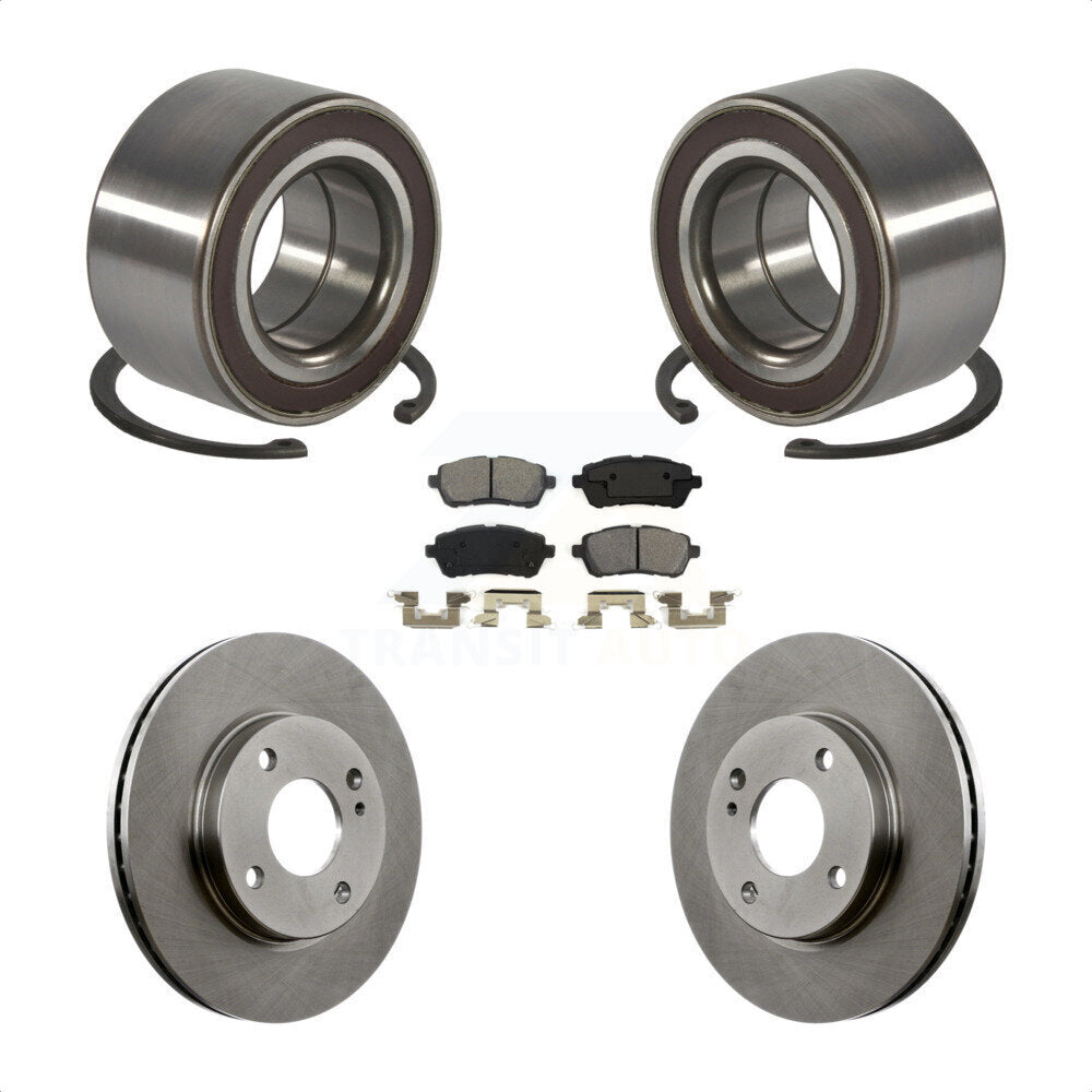 Wheel Bearing Disc Brake Rotors And Semi-Metallic Pads Front Kit For Ford Fiesta